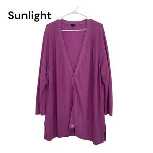 Talbots Womens Plus Size 3X Button Up Cardigan Sweater Light Purple Cotton/Rayon